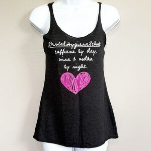 Dental Hygiene Nation Loose Fit Tank Top Charcoal Gray Womens Small